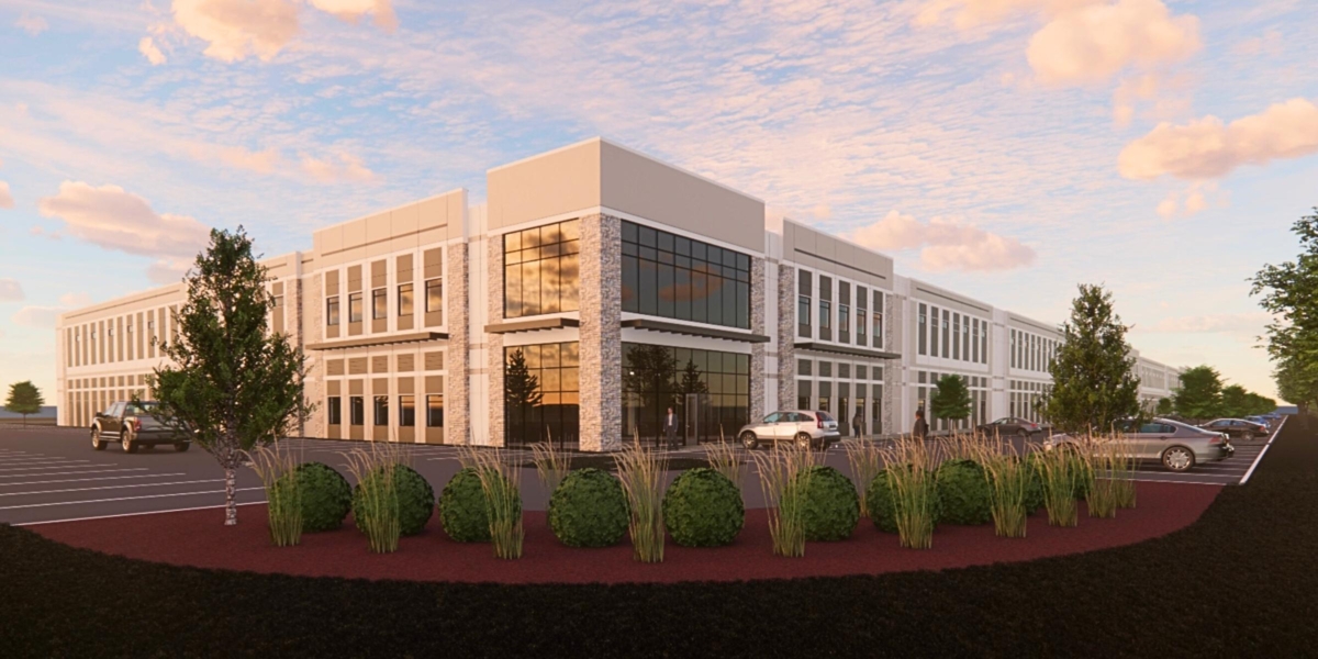 This Pope Design Group drawing of Nexus at Opus Park, an industrial building proposed to be built by Endeavor Development, was provided to city officials by the developer.