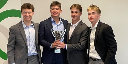 Sean Happe of Eden Prairie, far right, was a member of the second-place team at the 2024 State Personal Finance Decathlon. Submitted photo