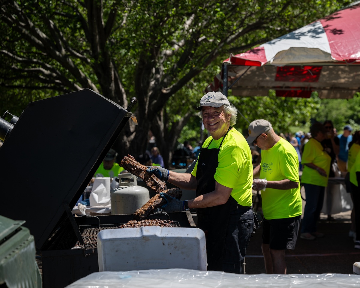 Brad Freeman shows off a couple of slabs of ribs during the Eden Prairie Noon Rotary Club’s Rib Fest fundraiser on Sunday at Staring Lake Park, held in conjunction with the Minnesota Festival of Jazz on the Prairie. Photo by Jeremy Peyer