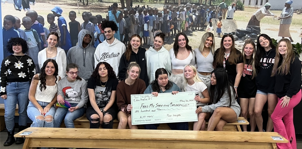 The EPHS Peer Insights class, which pairs general education and special education students together, donated $600 to Feed My Starving Children as a spring service project. Submitted photo by Feed My Starving Children