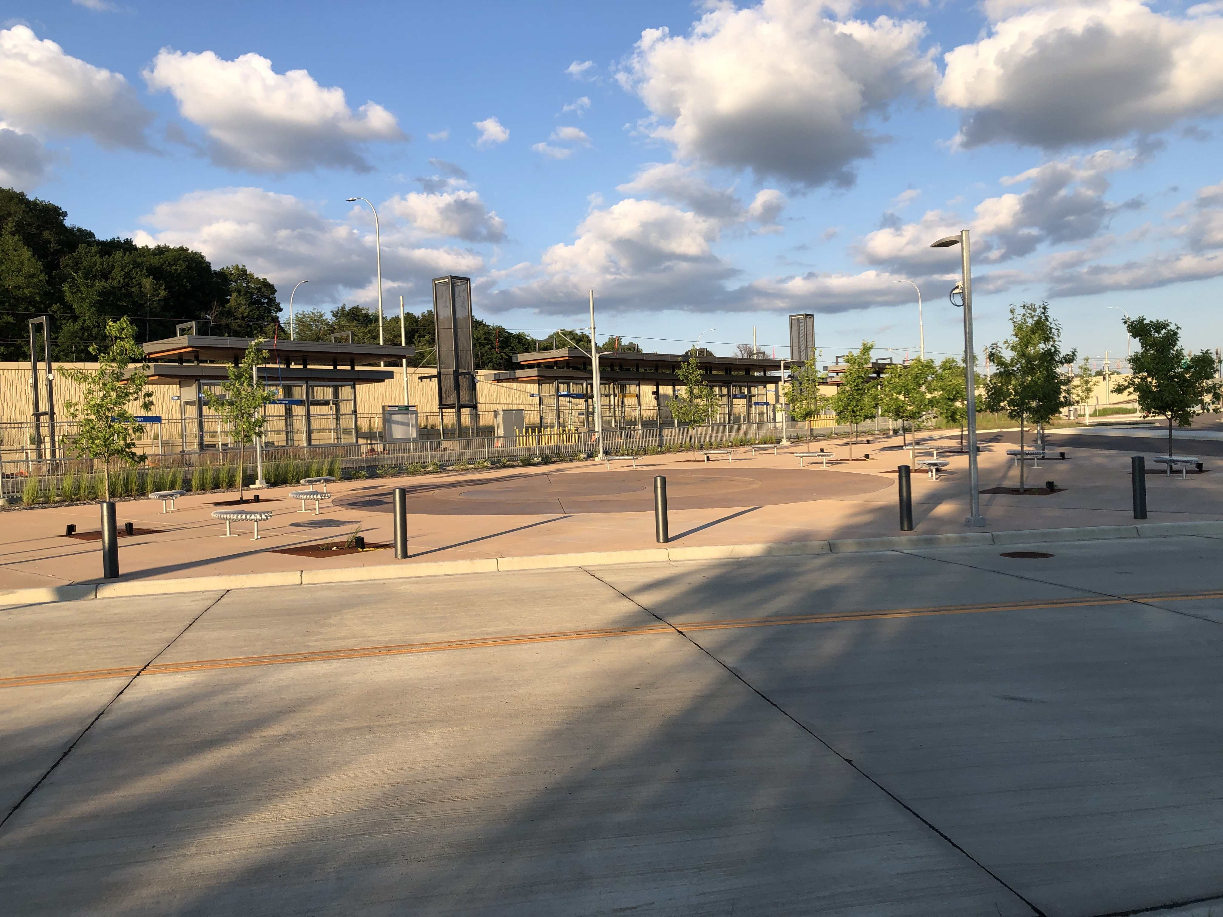 The City West Light Rail Transit Station is a newer part of the Golden Triangle industrial park, which also contains  many older buildings. Photo by Joanna Werch Takes