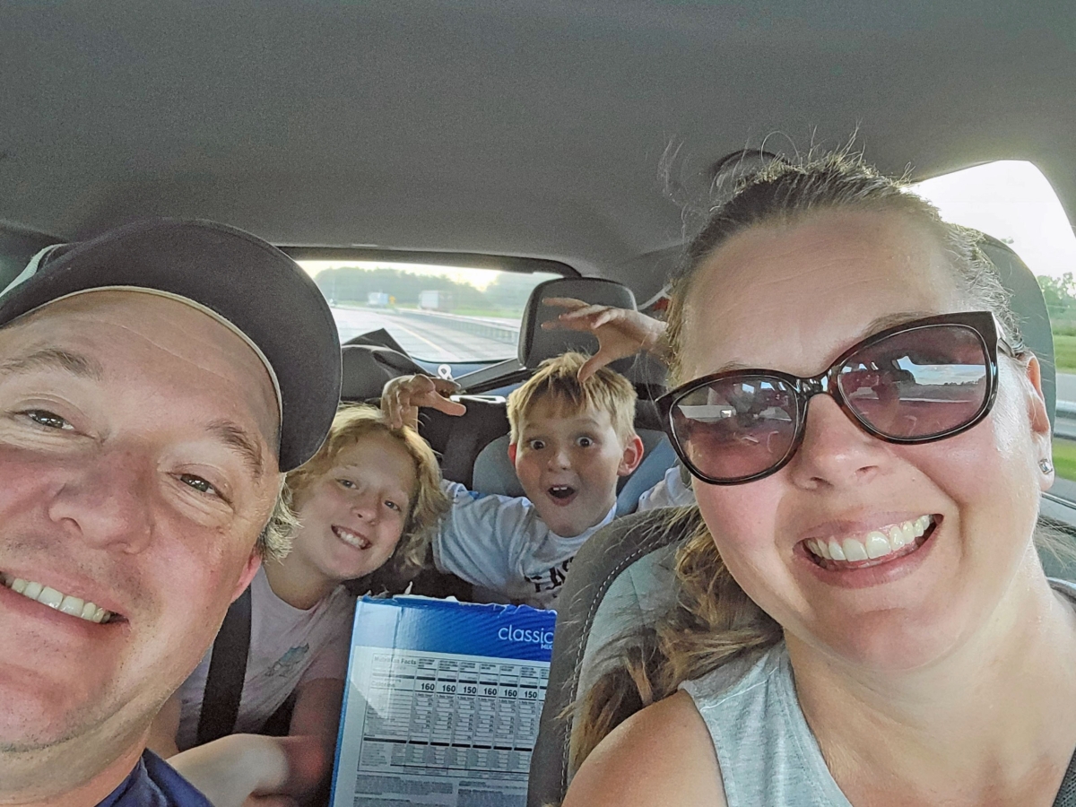 The Huestis family on the road to Buffalo (l-r) Cully, Cole, Bryce and Dawn. Photo by Dawn Huestis 7-19-24