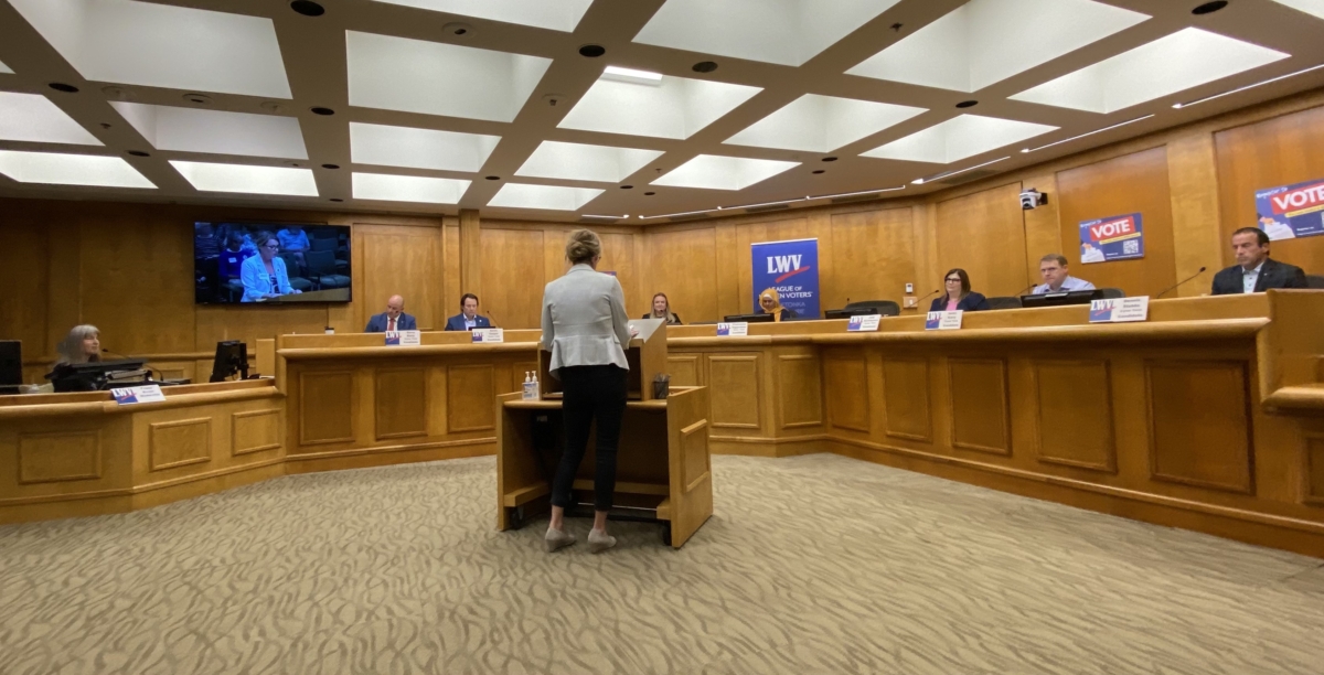 The Eden Prairie School Board candidate forum on Sept. 14, 2022. File photo by Juliana Allen