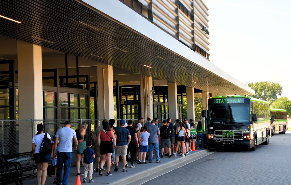 Riders board a SouthWest Transit bus during the 2024 Minnesota State Fair. The agency set a single-day ridership record Aug. 30 with 15,712 passengers. Photo courtesy of SouthWest Transit