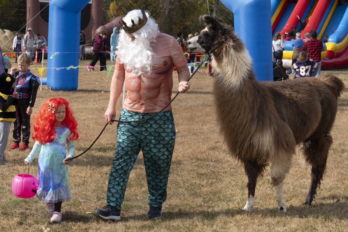Harvest to Halloween at the Barn draws ghouls, goblins, glitter – and even llamas – to Riley Lake Park