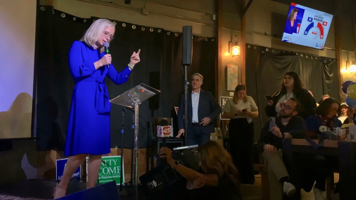 Photo of Kelly Morrison addressing DFL supporters.