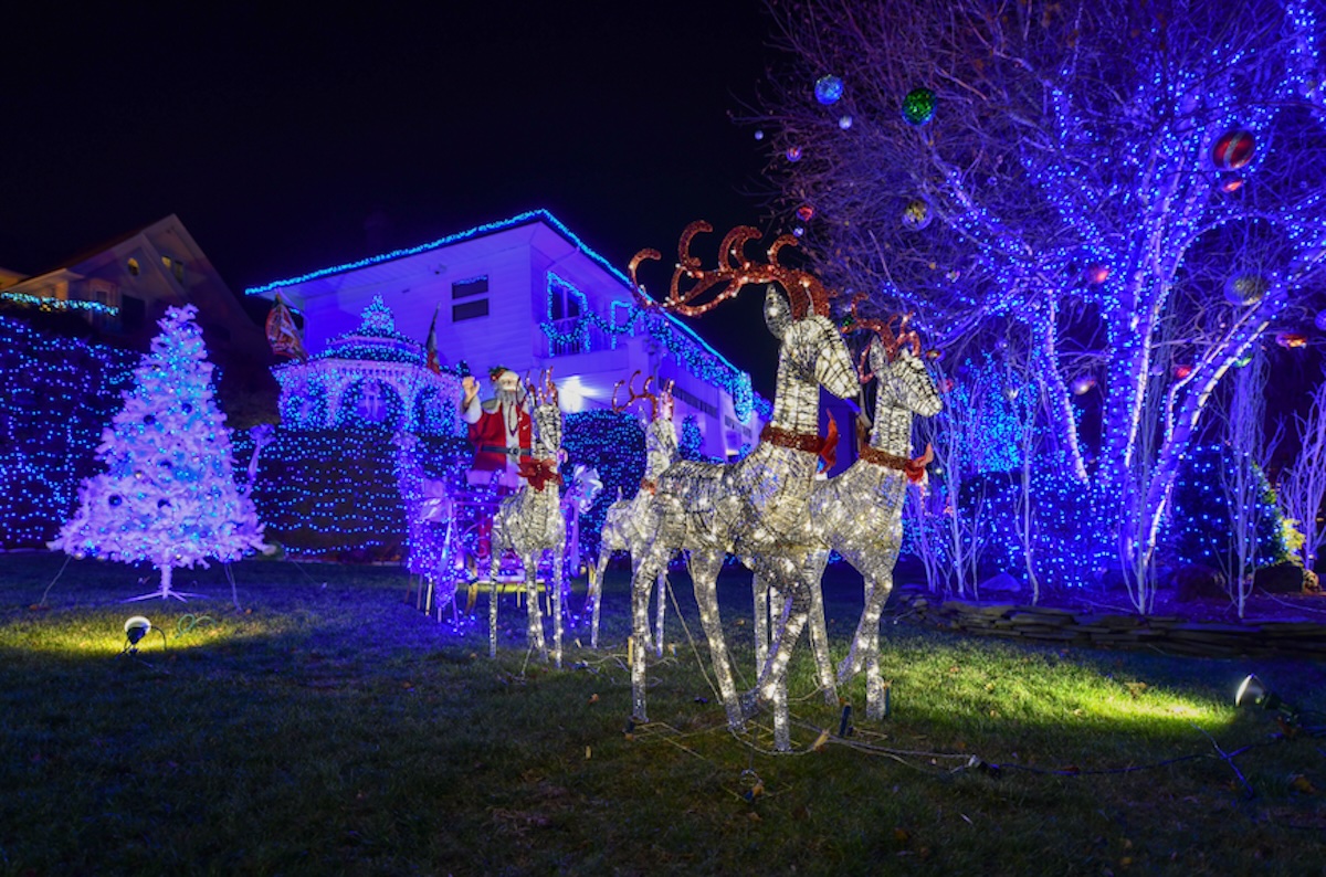 House decorated with holiday lights