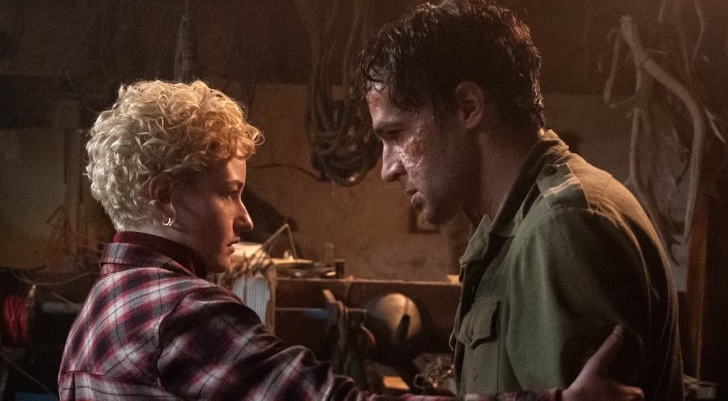 Julia Garner and Christopher Abbott in "Wolf Man." Photo courtesy of Universal Pictures