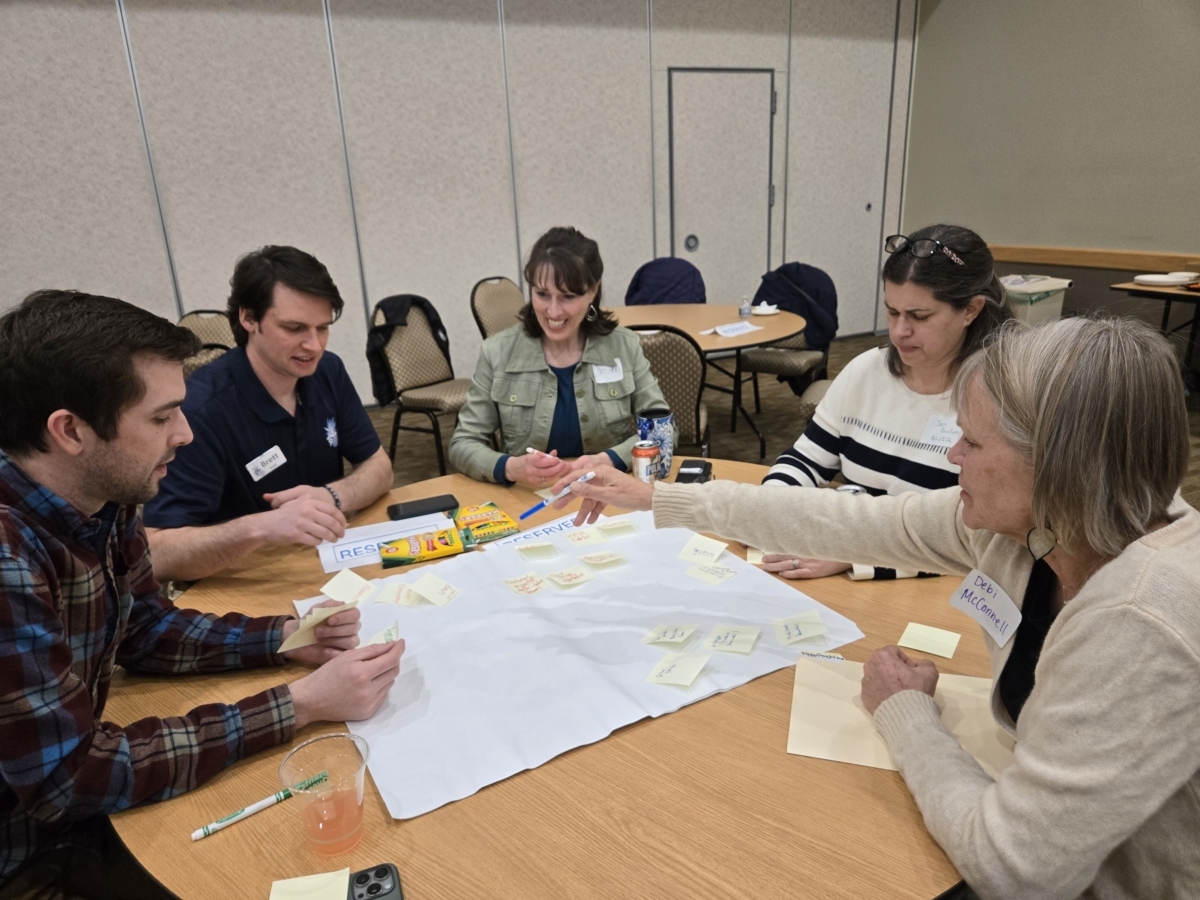 Attendees discuss what they value about the water resources in the Nine Mile Creek Watershed District.