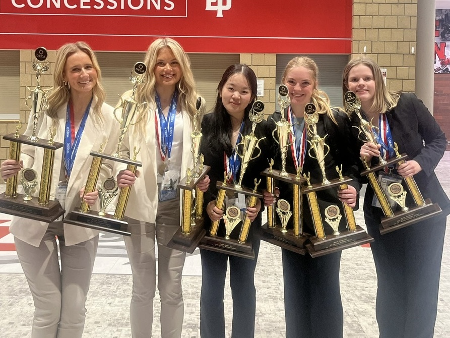 EPHS DECA's Isabella Ruiz, Avery Anslinger, Melody Li, Celia Skubic, and Gabby Edwards. Contributed photo