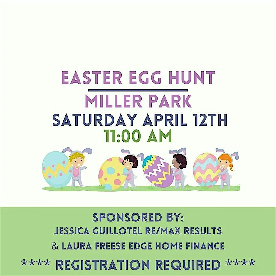 Easter Egg Hunt Miller Park 2025 graphic