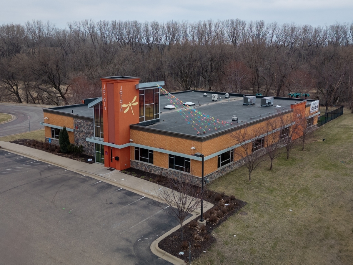 An aerial view of Jardín Spanish Immersion Academy, located on Martin Drive in Eden Prairie.