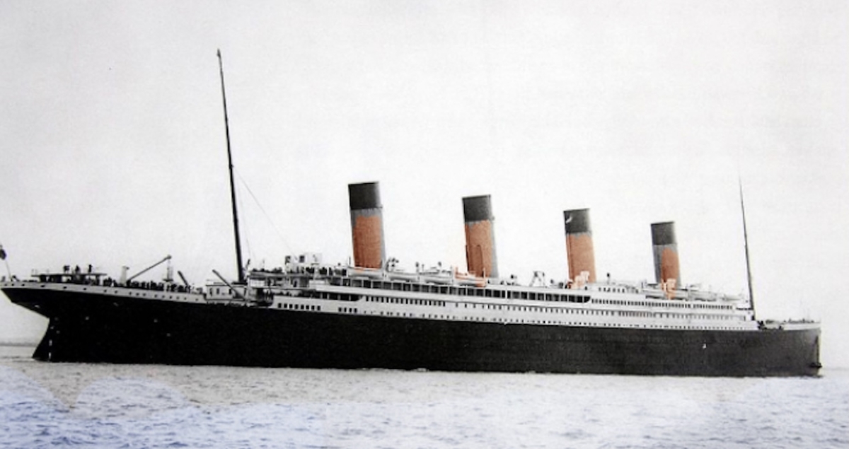 The RMS Titanic departs on its maiden voyage in April 1912.