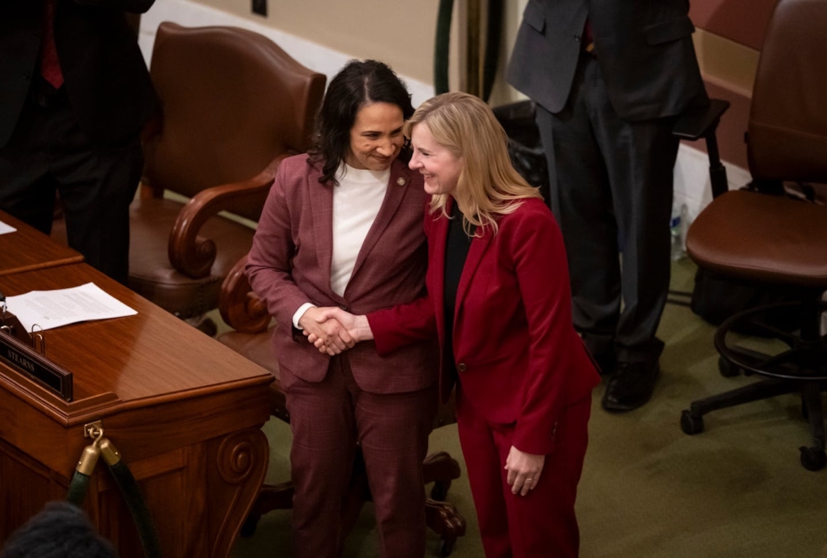 House Speaker Lisa Demuth, left, and DFL Leader Melissa Hortman are shown March 31 as they navigate power-sharing in Minnesota’s evenly divided House.
