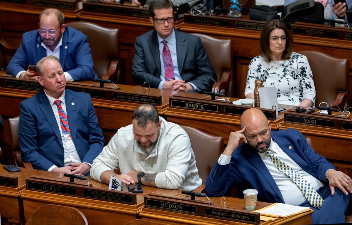 Republican members of the House of Representatives listen as the members debate the taxes bill during the special session at the Capitol on Monday, June 9. It took lawmakers nearly 16 hours to pass 14 bills to finish their work on a two-year state budget.