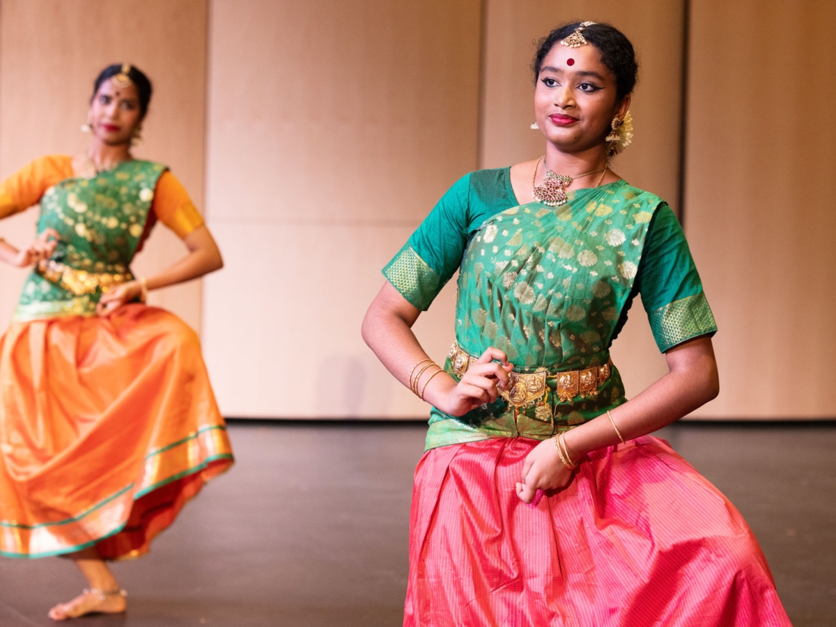 Dancers from the Taraangini School of Dance perform during the PeopleFest! Party at Central Middle School on Sunday. Photo by Steve Silverman