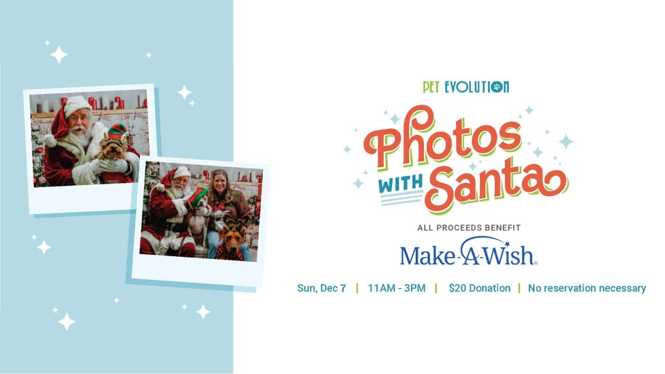 Pet Evolution Photos with Santa 2025 graphic